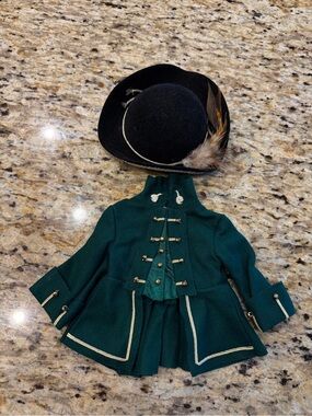 American Girl Felicity's Green Riding Jacket and Hat Retired, EUC
